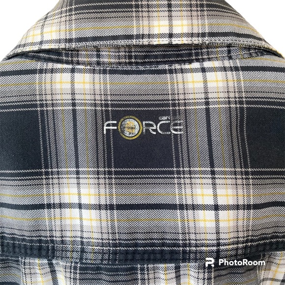 Carhartt Large Force Relaxed Fit Gray Plaid Button Up Outdoors Long Sleeve Logo - Picture 4 of 11